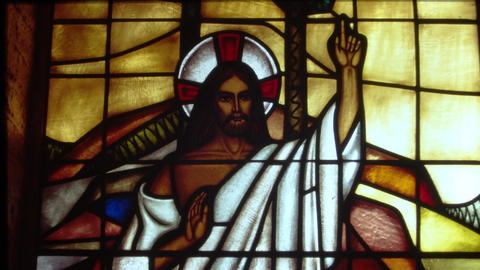 Jesus depicted in stained glass