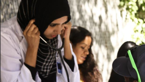 Doctor with patient