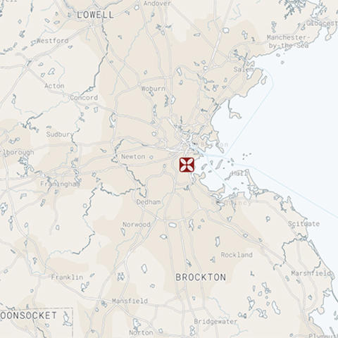 Map of Afro-Caribbean Centers in Boston
