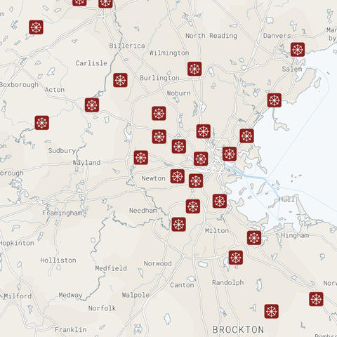 Map of Buddhist centers in Boston