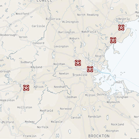 Map of Pagan Centers in Boston