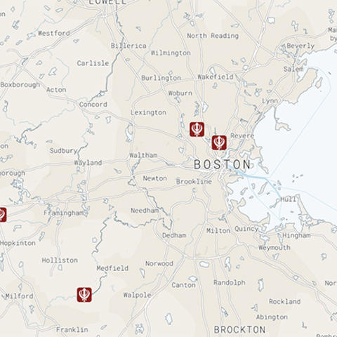 Map of Sikh Centers in Boston