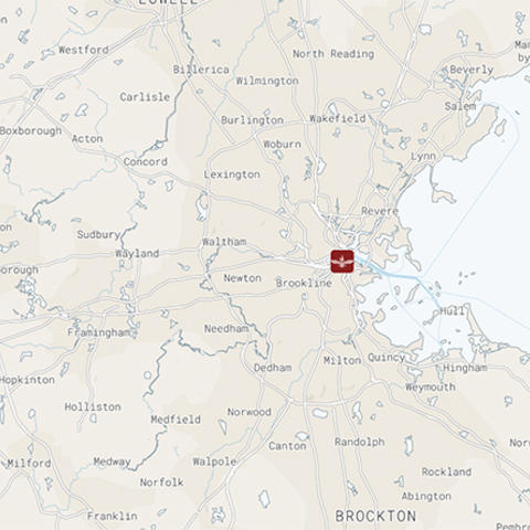 Map of Zoroastrian Centers in Boston